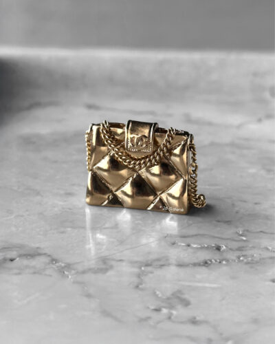Chanel Gold CC Quilted Bag Pin Brooch