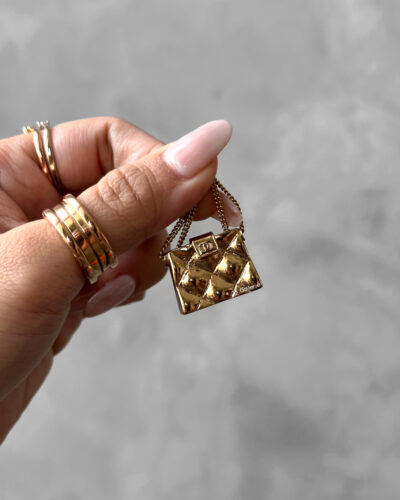 Chanel Gold CC Quilted Bag Pin Brooch