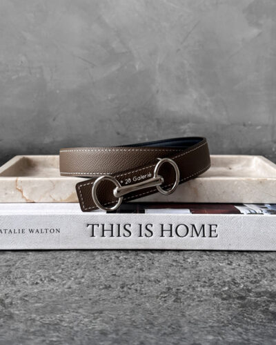 Hermes Heritage belt buckle & Reversible leather strap 24 mm palladium plated size 80