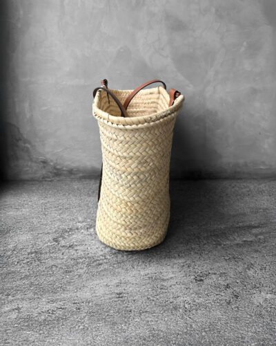 Loewe Natural/Tan Large Basket bag in palm leaf and calfskin