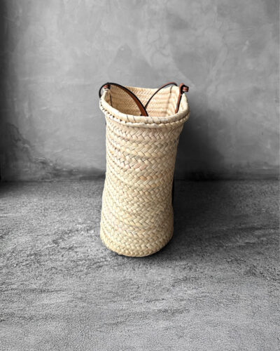 Loewe Natural/Tan Large Basket bag in palm leaf and calfskin