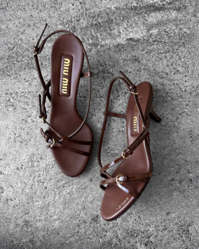 Miu miu Palissandro Vernice Strappy Leather Slingback Sandals size36