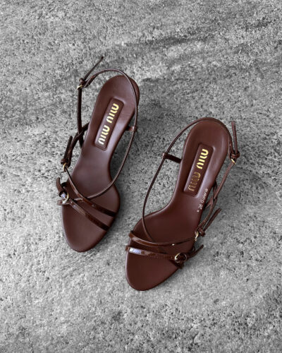 Miu miu Palissandro Vernice Strappy Leather Slingback Sandals size36