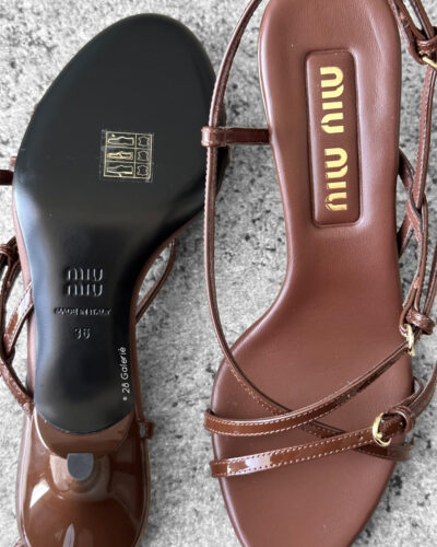 Miu miu Palissandro Vernice Strappy Leather Slingback Sandals size36