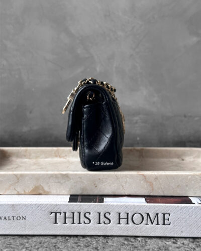 Chanel Black 2024/25 Metiers D'art Classic mini bag with hook lambskin And Gold Tone Hardware