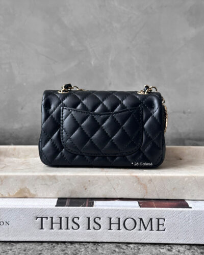 Chanel Black 2024/25 Metiers D'art Classic mini bag with hook lambskin And Gold Tone Hardware