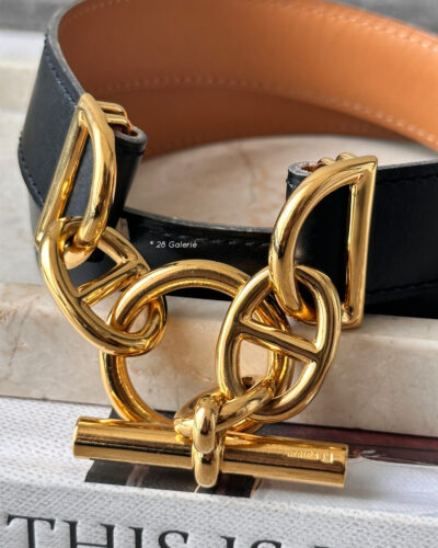 Hermes Chain D'ancre leather Belt Gold Hardware size 65