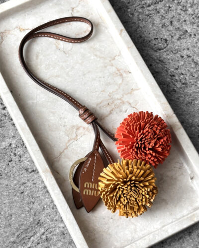 Miumiu Cognac/Orange Leather Trick Bag Charm