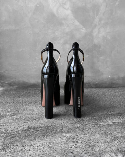 Valentino Garavani Black Patent Tan Leather Go Platform Pumps size 40