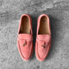 Loro Piana Rain Coral Summer Charms Walk Loafers in soft suede, featuring the iconic charm detail and effortless casual elegance.