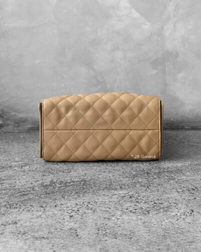 Small Dark Beige C25 Quilted Caviar and Aged Gold Tone Hardware
