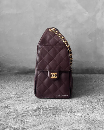 Small Dark Brown C25 Quilted Caviar and Aged Gold Tone Hardware