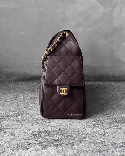 Small Dark Brown C25 Quilted Caviar and Aged Gold Tone Hardware