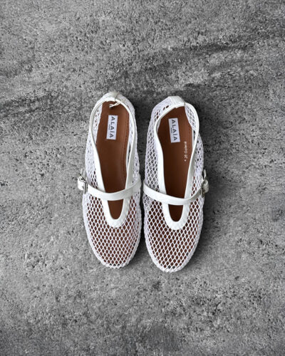 Alaïa White Mesh Ballet Flats, size 40 EU. A chic and breathable design combining elegance with everyday comfort.