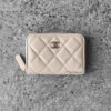 Chanel Beige Iridescent Quilted Caviar Zippy Wallet and Gold Hardware