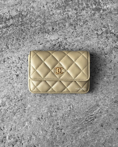 Chanel Light Green Enamel Coco Hearts Clutch with Chain Lambskin Leather and Gold Hardware