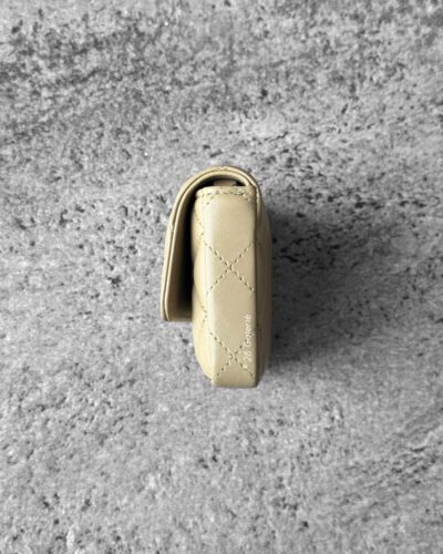 Chanel Light Green Enamel Coco Hearts Clutch with Chain Lambskin Leather and Gold Hardware