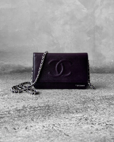 Chanel Purple Wallet on Chain Caviar Leather and Silver Hardware