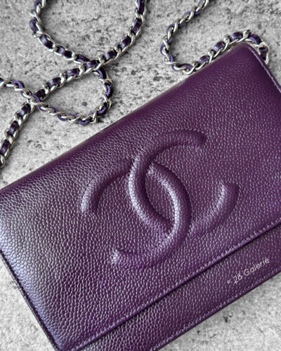 Chanel Purple Wallet on Chain Caviar Leather and Silver Hardware