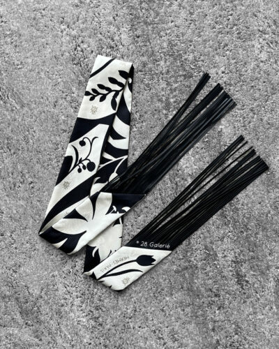 Hermes Bouquet Final Leather Fringe Twilly - Cream Black