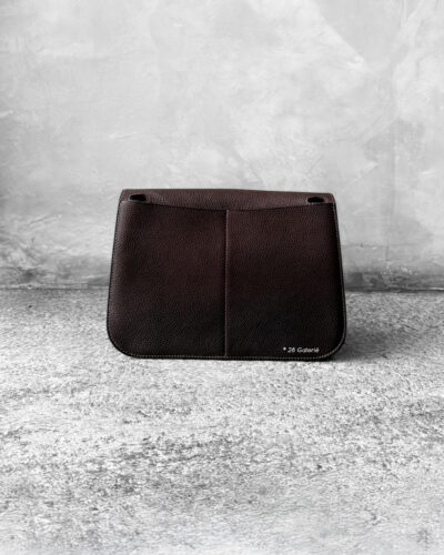 Hermes Ebene Halzan 25 Clemence Leather and Gold Hardware