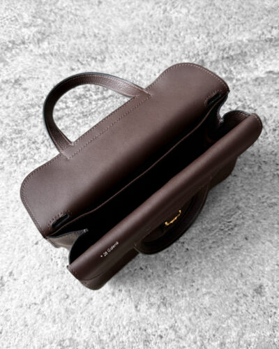 Hermes Ebene Halzan 25 Clemence Leather and Gold Hardware