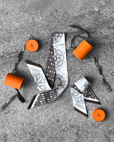 Hermes Effet Kaleidoscope Twilly - BlancAnthracite Marron