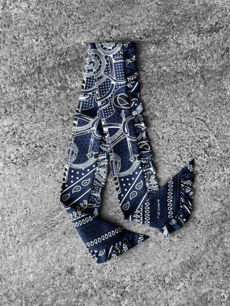 Hermes Eperon d'Or Bandana  Twilly - Marine fonce/ Noir/ Blanc