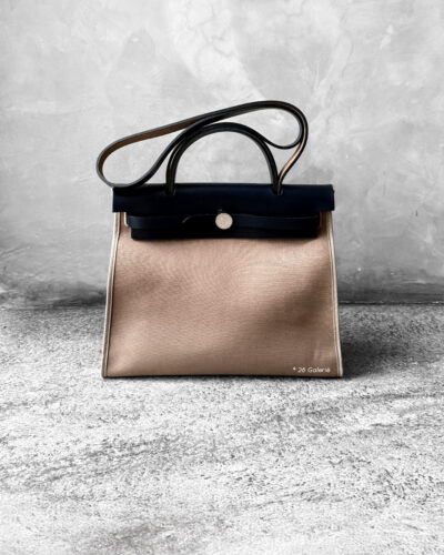 Hermes Herbag Mini Zip EtoupeBlue Indigo Toile Officier Palladium Hardware