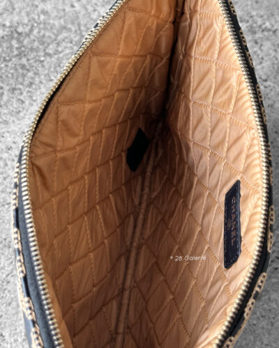 Chanel Black Beige O-Zippy Large Pouch Calfskin Double Stitch and Gold Hardware