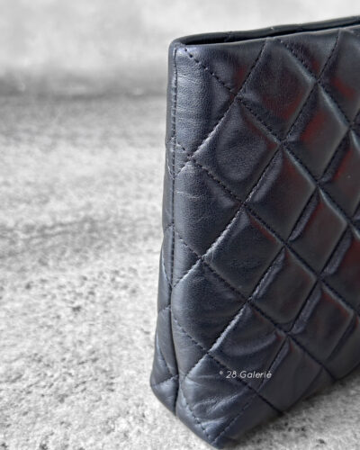 Chanel Black Timeless Diamond Clutch Lambskin and Silver Hardware