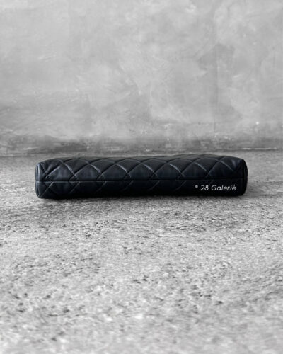 Chanel Black Timeless Diamond Clutch Lambskin and Silver Hardware