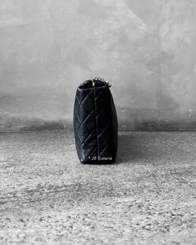 Chanel Black Vanity Case Pouch Lambskin and Silver Hardware