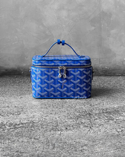Goyard Blue Muse Vanity Case and Silver Hardware
